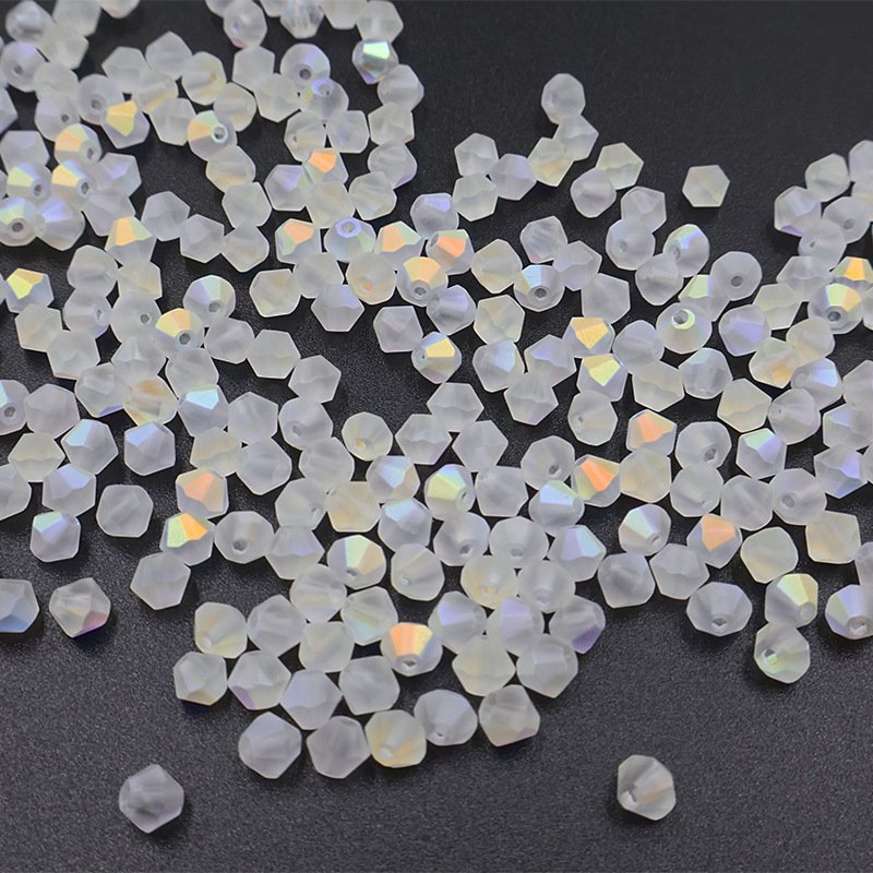 Super Shiny Crystal Rhombus Beads - Moon Matte White
