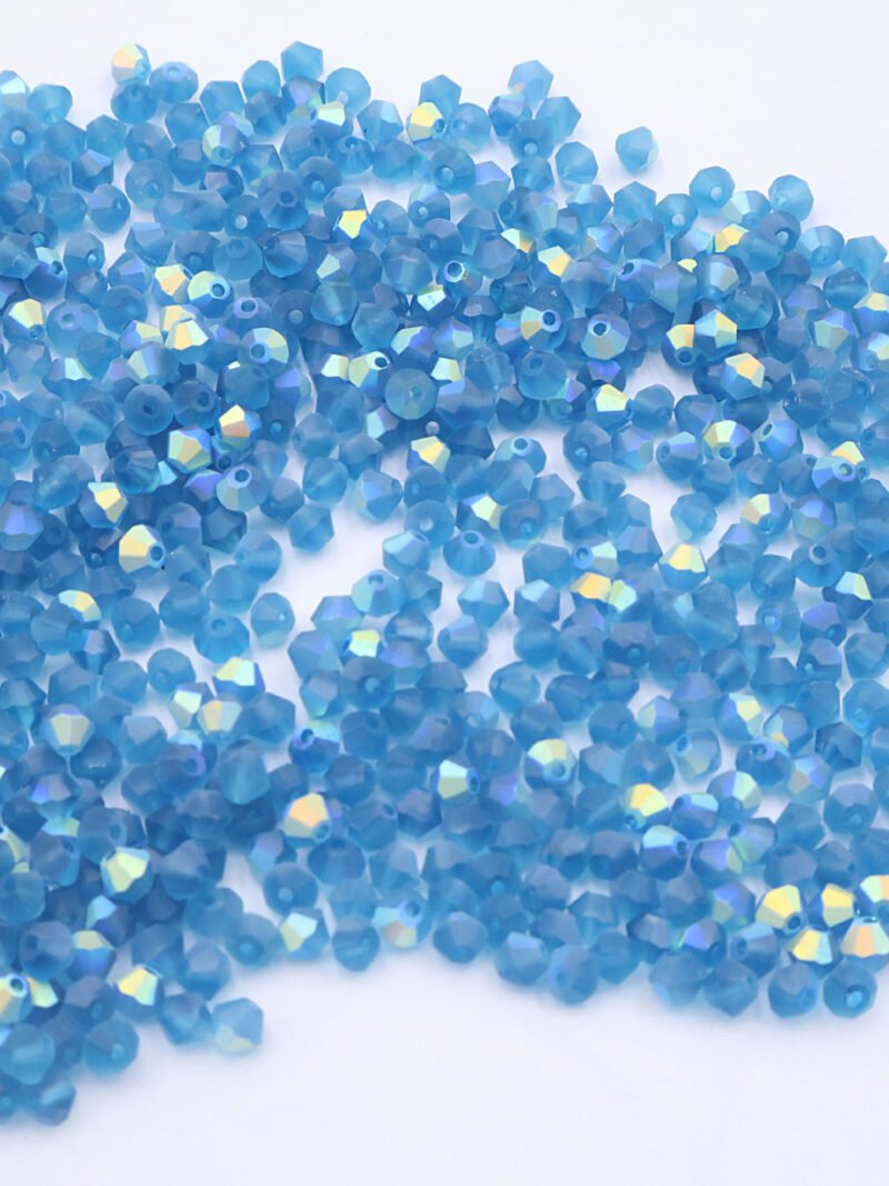 Super Shiny Crystal Rhombus Beads - Matte Peacock Blue