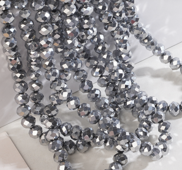 B66 Super Shiny Crystal Rhombus Beads - Silver