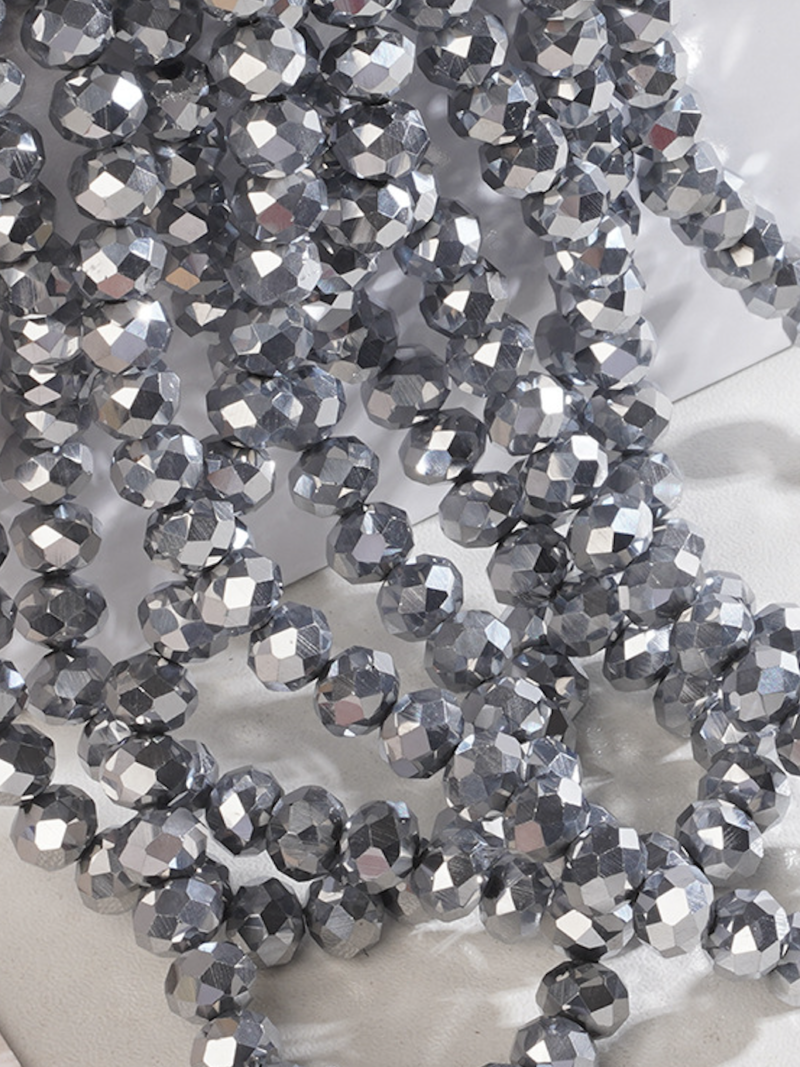Super Shiny Crystal Rhombus Beads - Silver