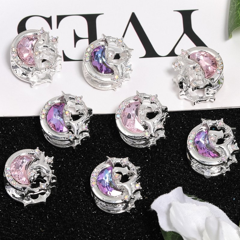 C52 Deluxe Alloy Moon & Rhinestone Beads