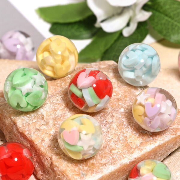 Candy Color Heart Beads with Inset Stars