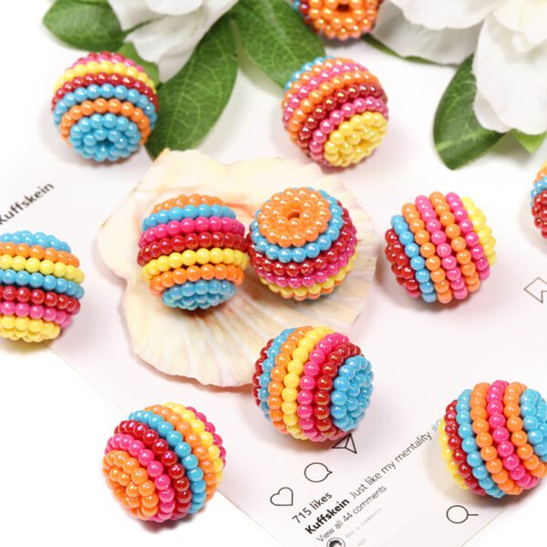 C74 Rainbow Stripe Bayberry Beads