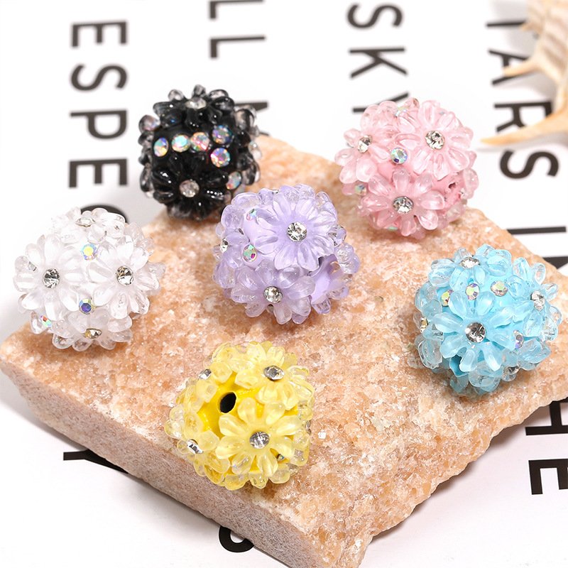 C75 Colorful Rhinestone Flower Beads
