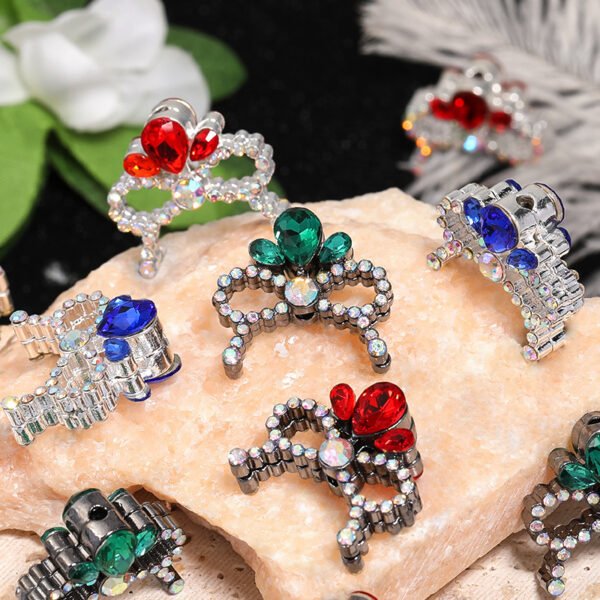 Colorful Rhinestone Princess Crown Bead Caps