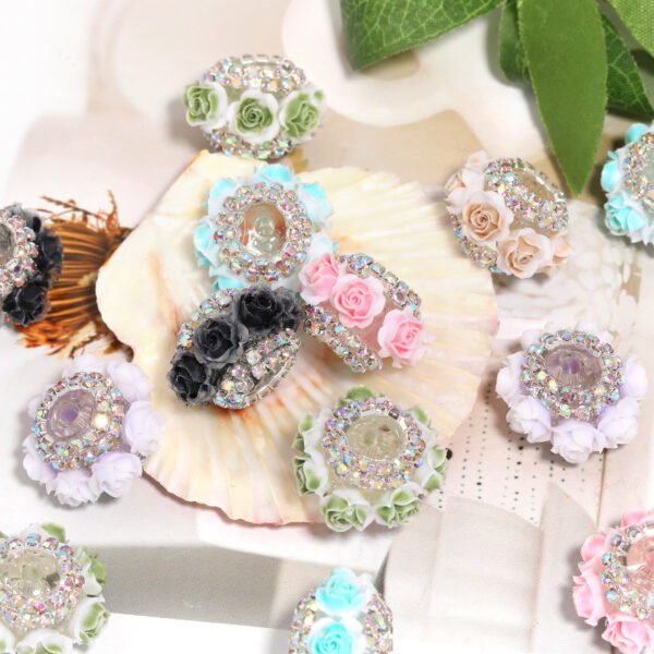 Rose & Wheel Spacer Rhinestone Beads