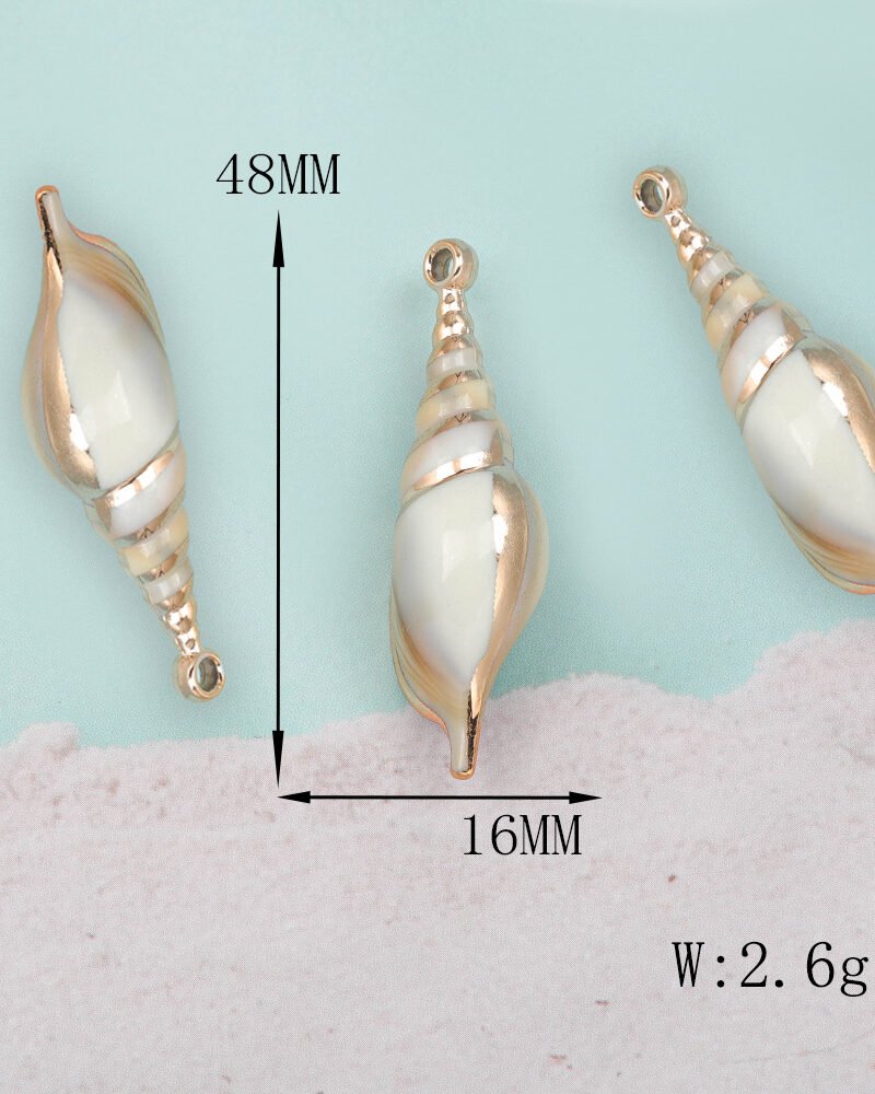 Gold-edged Long Spiral Conch Pendant