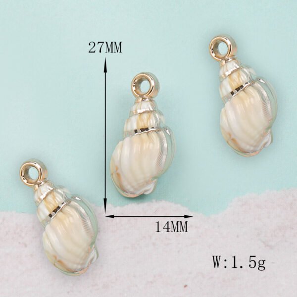 D54 Gold-edged Long Spiral Whelk Pendant