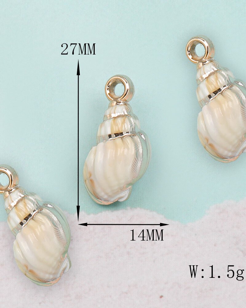 Gold-edged Long Spiral Whelk Pendant