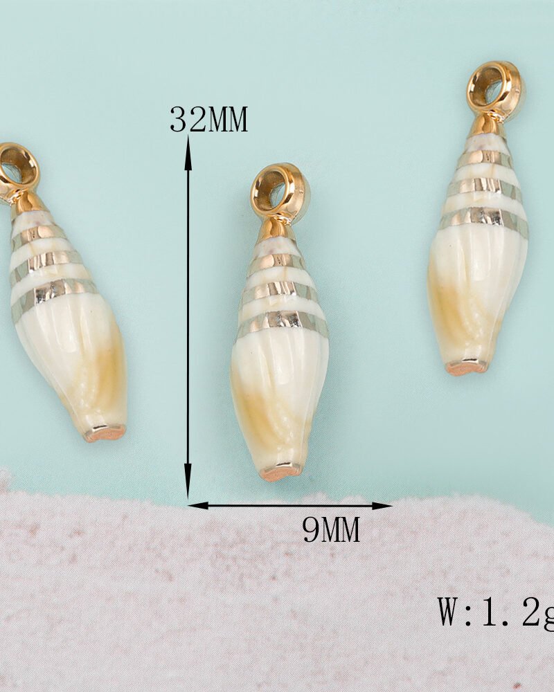Gold-striped Long Fusiform Shell Pendant