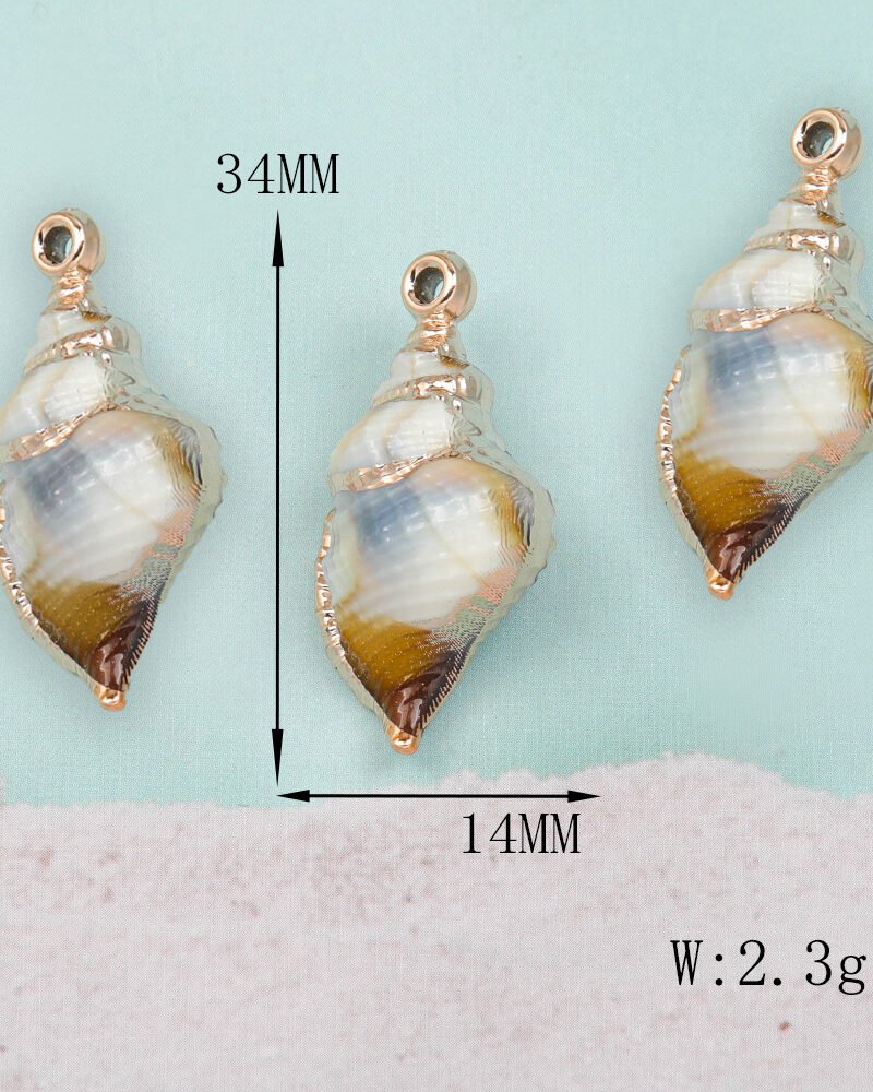 Gold-edged Gradient Spiral Conch Pendant