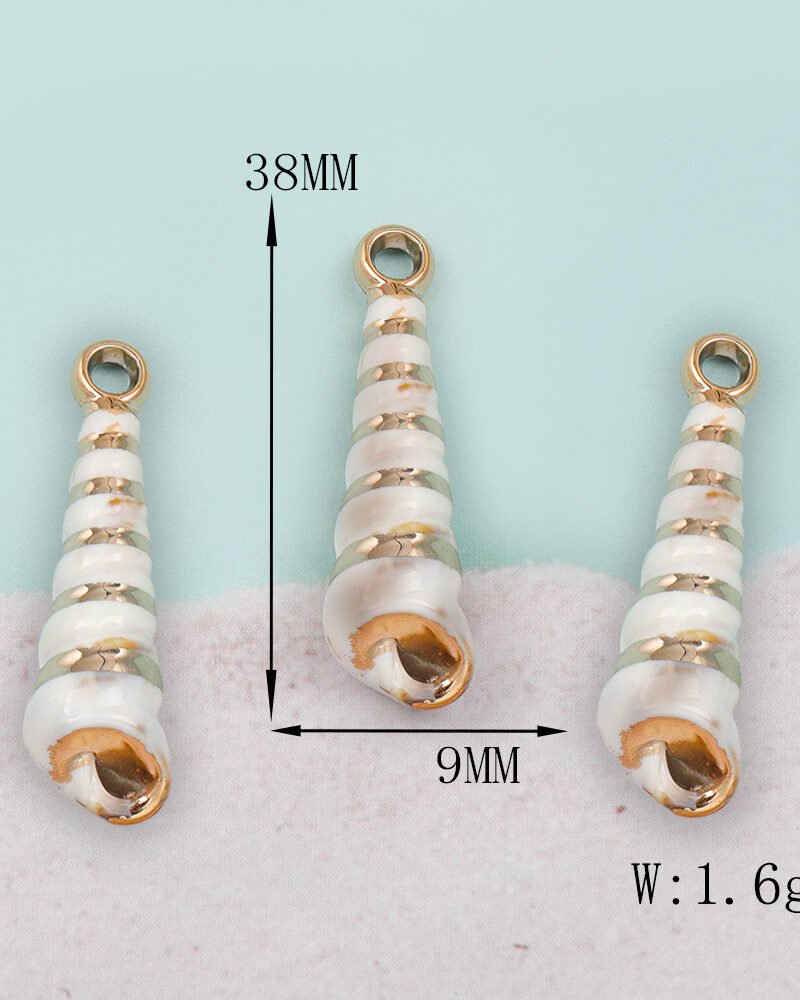 Beach-themed Gold-edged Auger Shell Pendant
