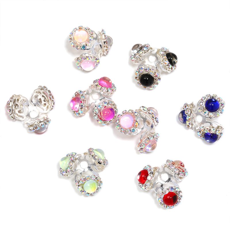D65 Heavy-duty Triangle Rhinestone Bead Cap Spacers