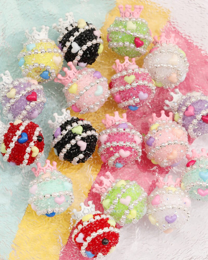 Pastel Macaron-colored Drilled Crown Candy Beads