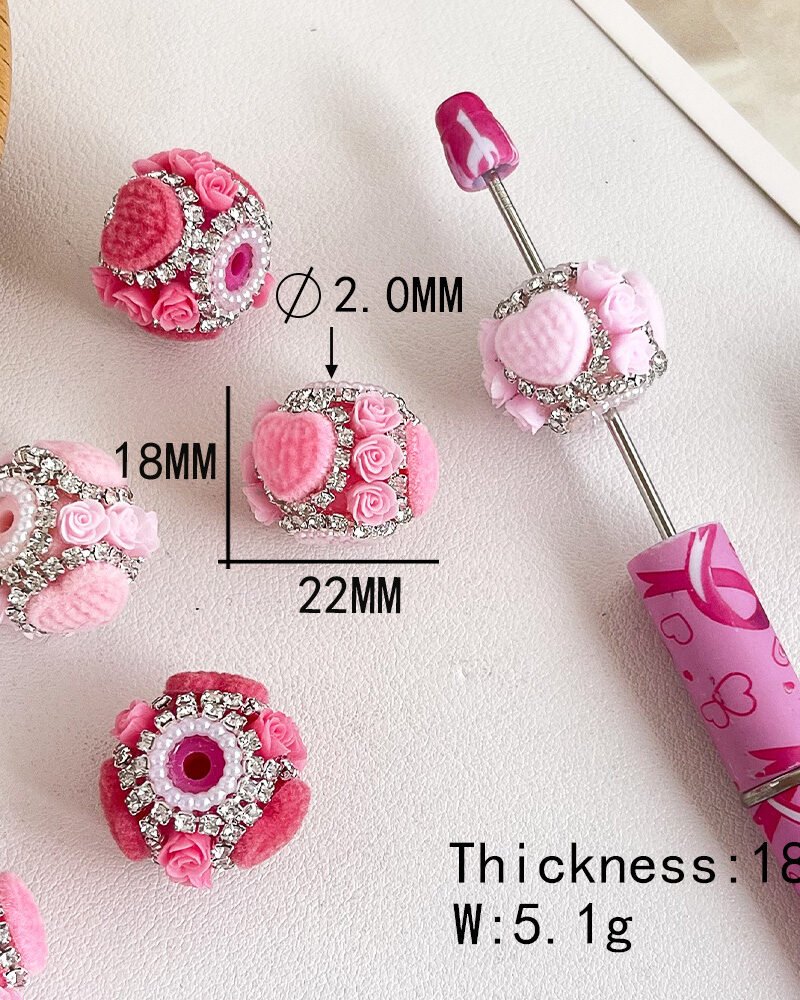 D74 Drilled Valentine's Day Rose & Heart Beads