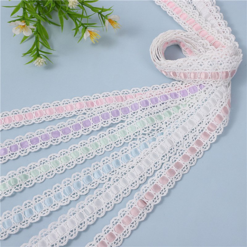 Ribbon-Insert Cotton Lace Trim
