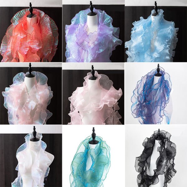 Ruffled Iridescent Organza Lace Trim