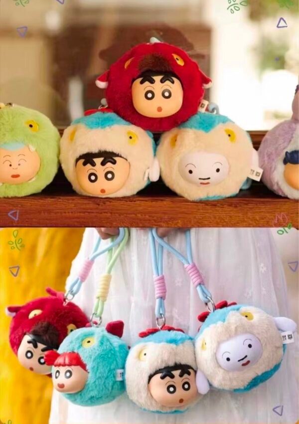 JC017-Crayon Shin-chan Dinosaur Diary - Fluffy Round Ball Plush