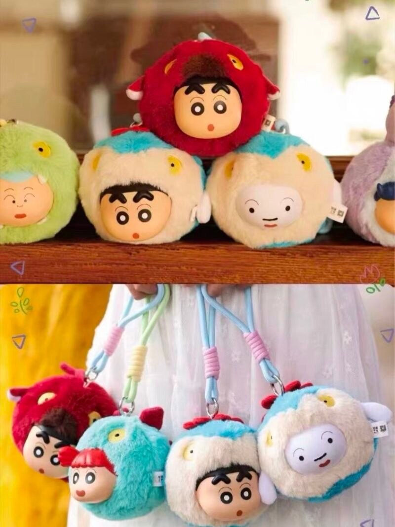 JC017-Crayon Shin-chan Dinosaur Diary - Fluffy Round Ball Plush