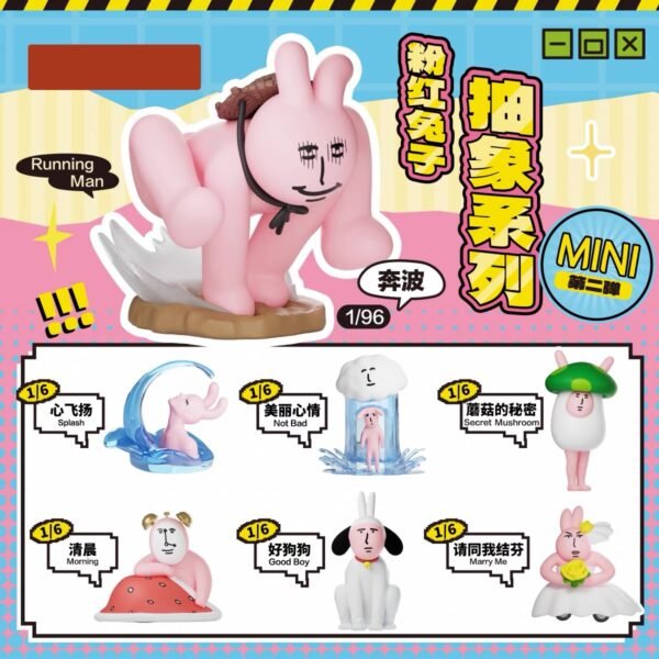 JC446-Pink Rabbit Abstract Mini Blind Box Figure 2nd Gen