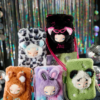 JC1444-NAMI‑Disco Vinyl‑Plush Phone Bag